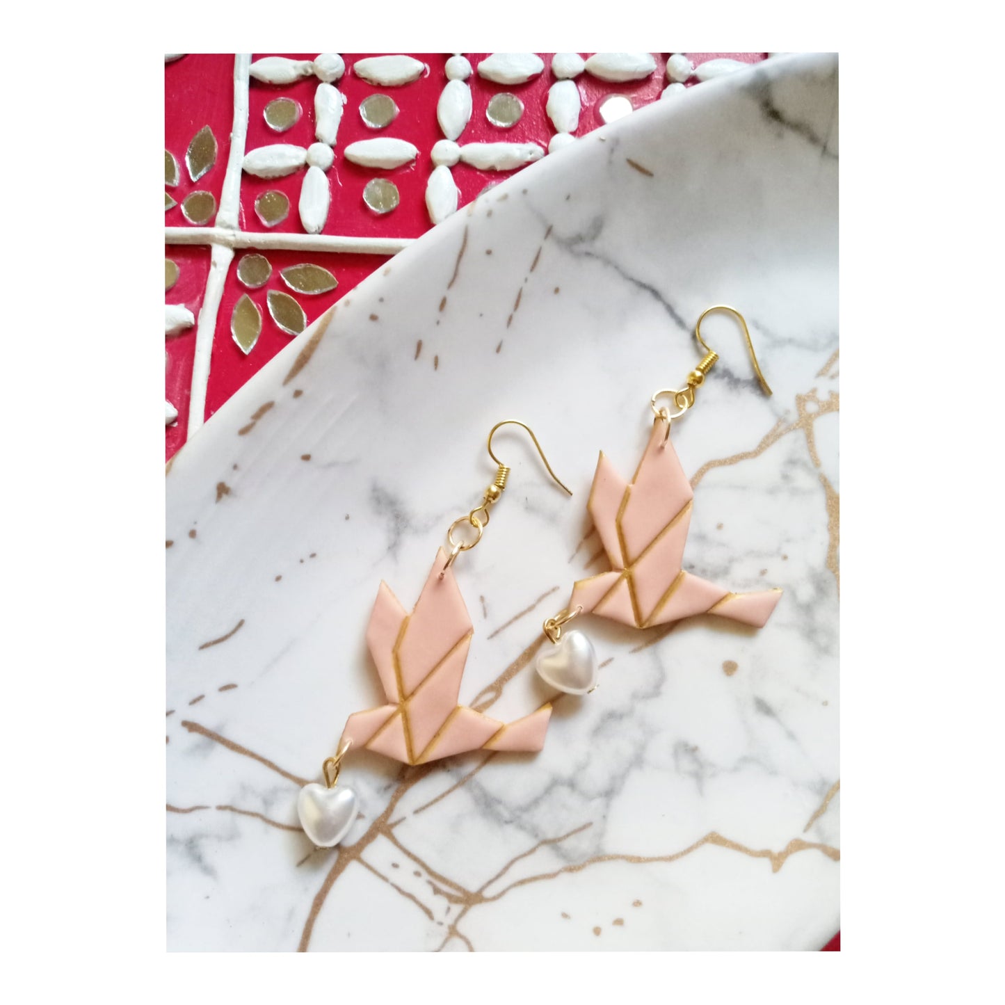Peach Bird Dangler Earring